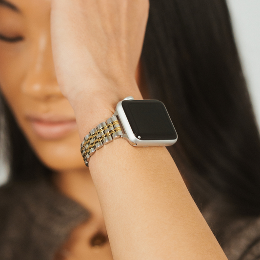 Slim Stainless Steel Apple Watch Strap - Silver & Gold