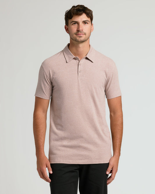 Light Heather Slate Mauve Short Sleeve Tall Polo