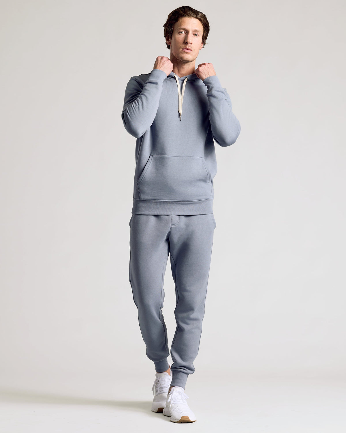 Dusty Blue Fleece French Terry Pullover Hoodie