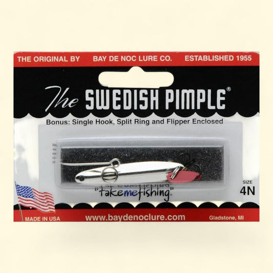 Bay de Noc Swedish Pimple Jigging Spoon, 1/4oz Nickel