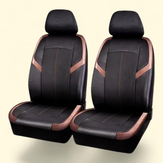 Auto Drive Car Seat Covers, 2 Piece, Carbon Fiber Leather Copper, Universal Fit, 1902SC32