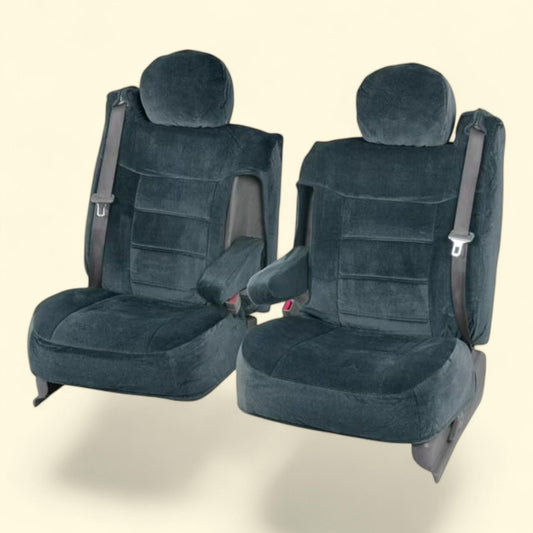 BDK Velour Fabric Front Seat Cover for Trucks SUV Integrated Armrest TS, Charcoal, 1 Pack