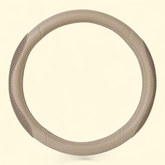 Auto Drive Steering Wheel Cover, Beige 3D Mesh, Universal Fit, PU Leather, 1 count