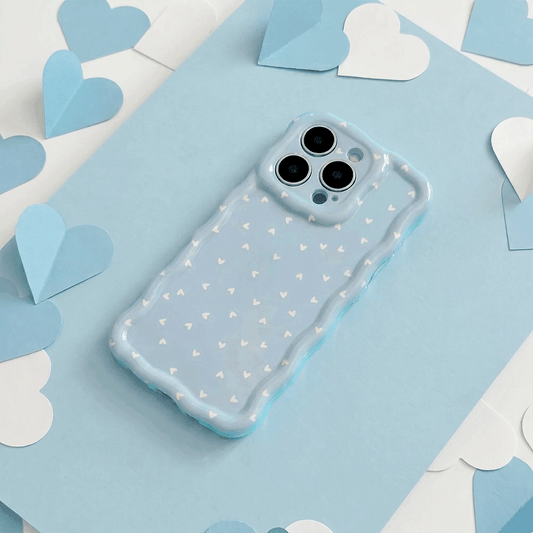 Wavy Phone Case - Powder Blue Hearts