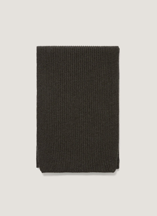Cashmere Ribbed Scarf in Dark Green