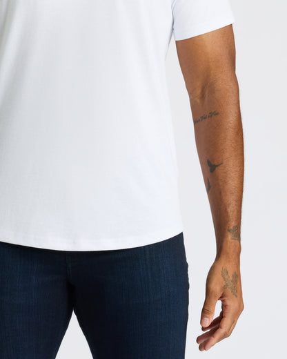White Curved Hem Classic Crew Neck 6-Pack