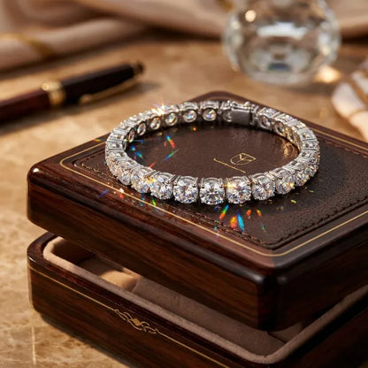 Luxury D-Color Moissanite Tennis Bracelet – 4mm Stones, 14K Gold Plated & Secure Double Clasp✨