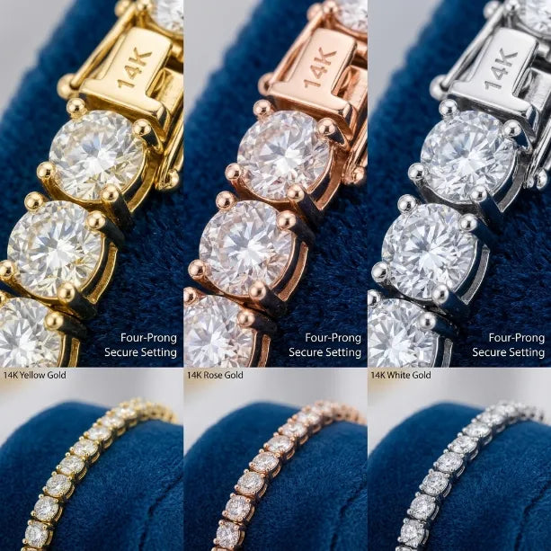 Luxury D-Color Moissanite Tennis Bracelet – 4mm Stones, 14K Gold Plated & Secure Double Clasp✨