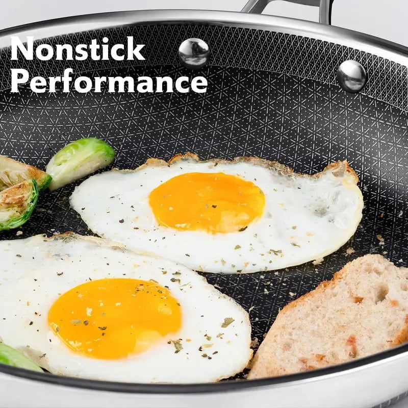 Hybrid Nonstick Stainless Steel Cookware Set – Durable, Easy-Clean Cookware for Everyday Cooking