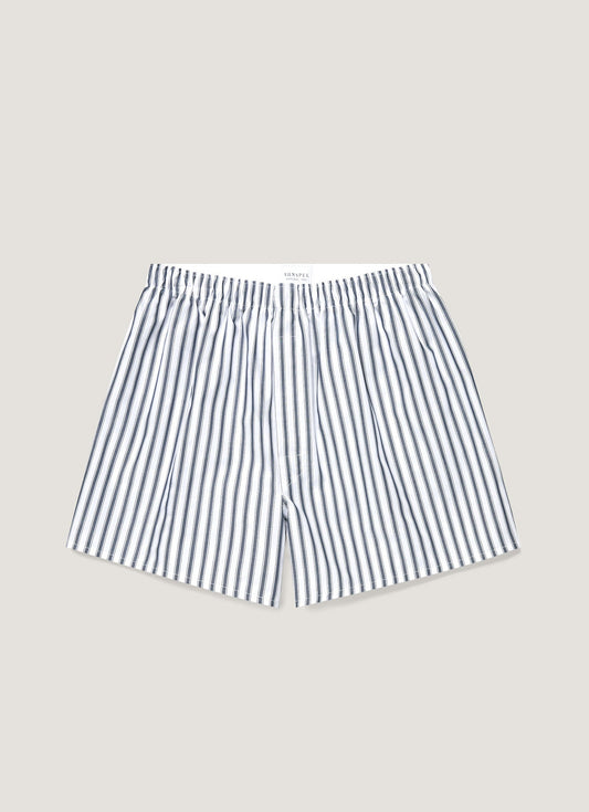 Men's Classic Boxer Short in White/Navy Stripe