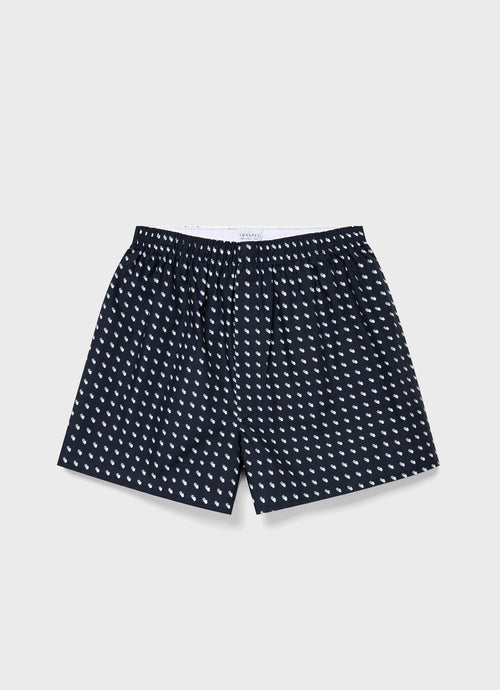 Mens Classic Boxer Shorts In Navy Sun Clouds Mbox4701P Buuj