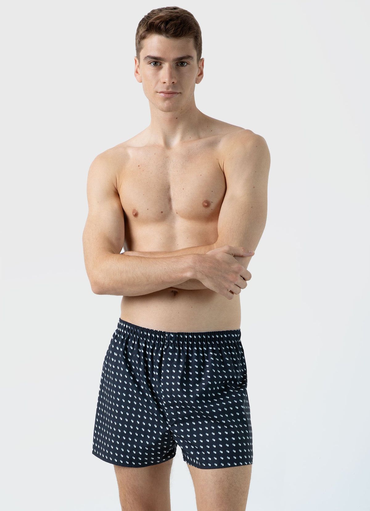 Mens Classic Boxer Shorts In Navy Sun Clouds Mbox4701P Buuj