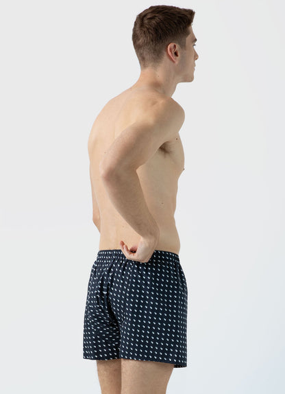 Mens Classic Boxer Shorts In Navy Sun Clouds Mbox4701P Buuj