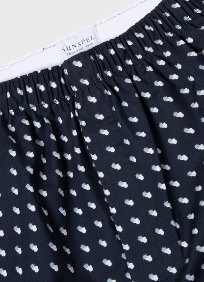 Mens Classic Boxer Shorts In Navy Sun Clouds Mbox4701P Buuj
