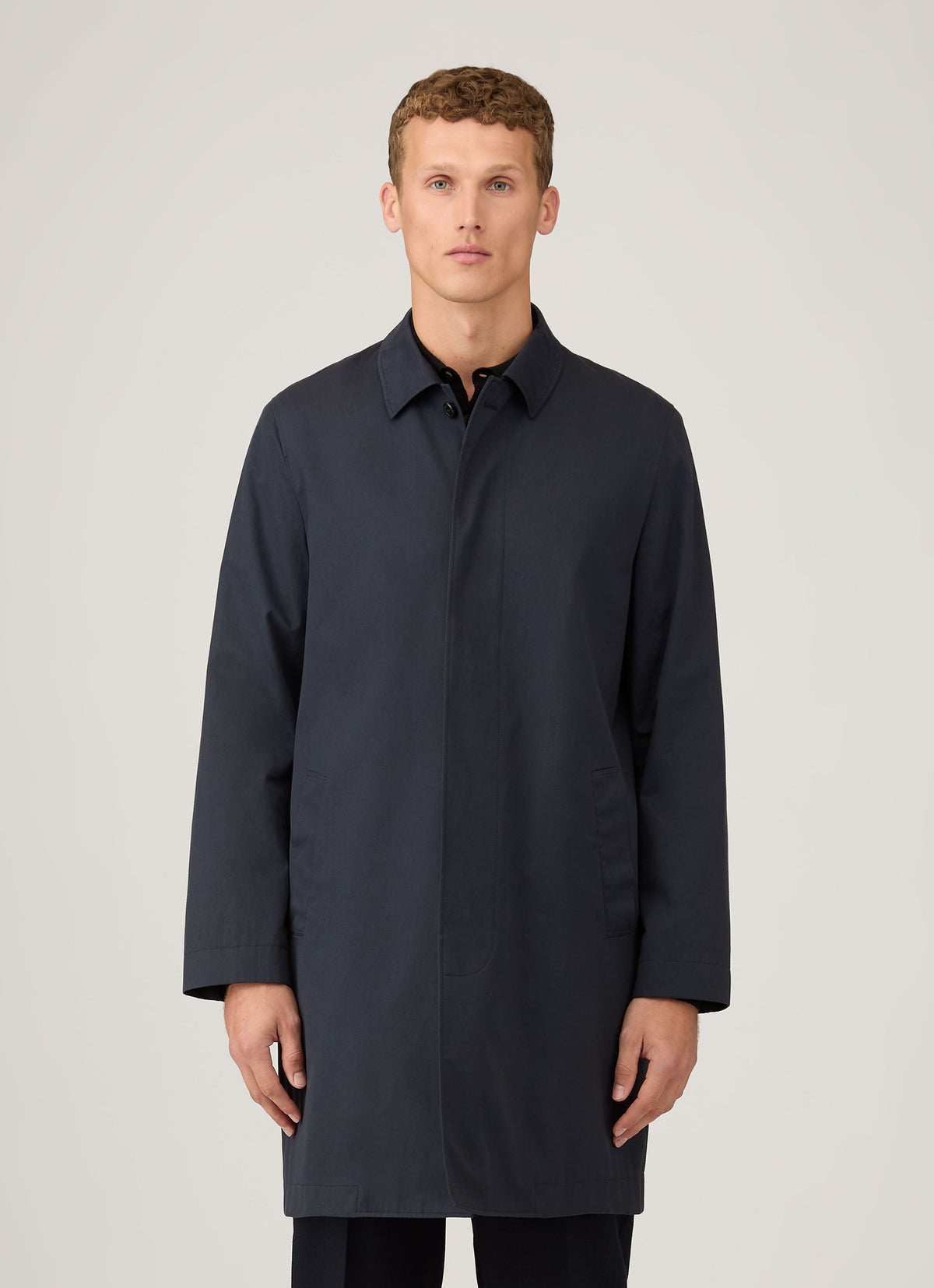 Mens Showerproof Cotton Mac In Navy
