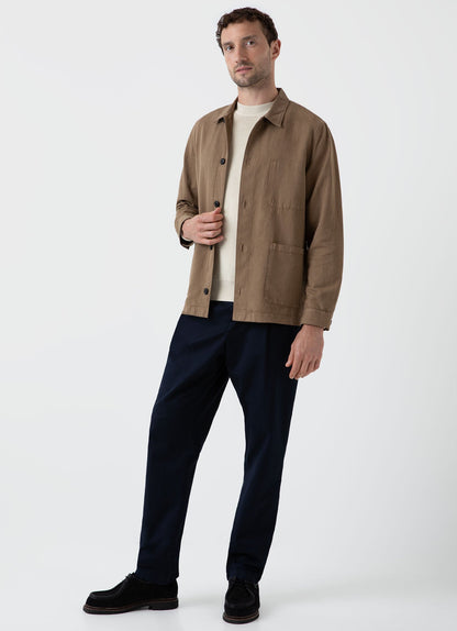 Mens Cotton Linen Twin Pocket Jacket In Dark Tan Mjac7102 Brdh