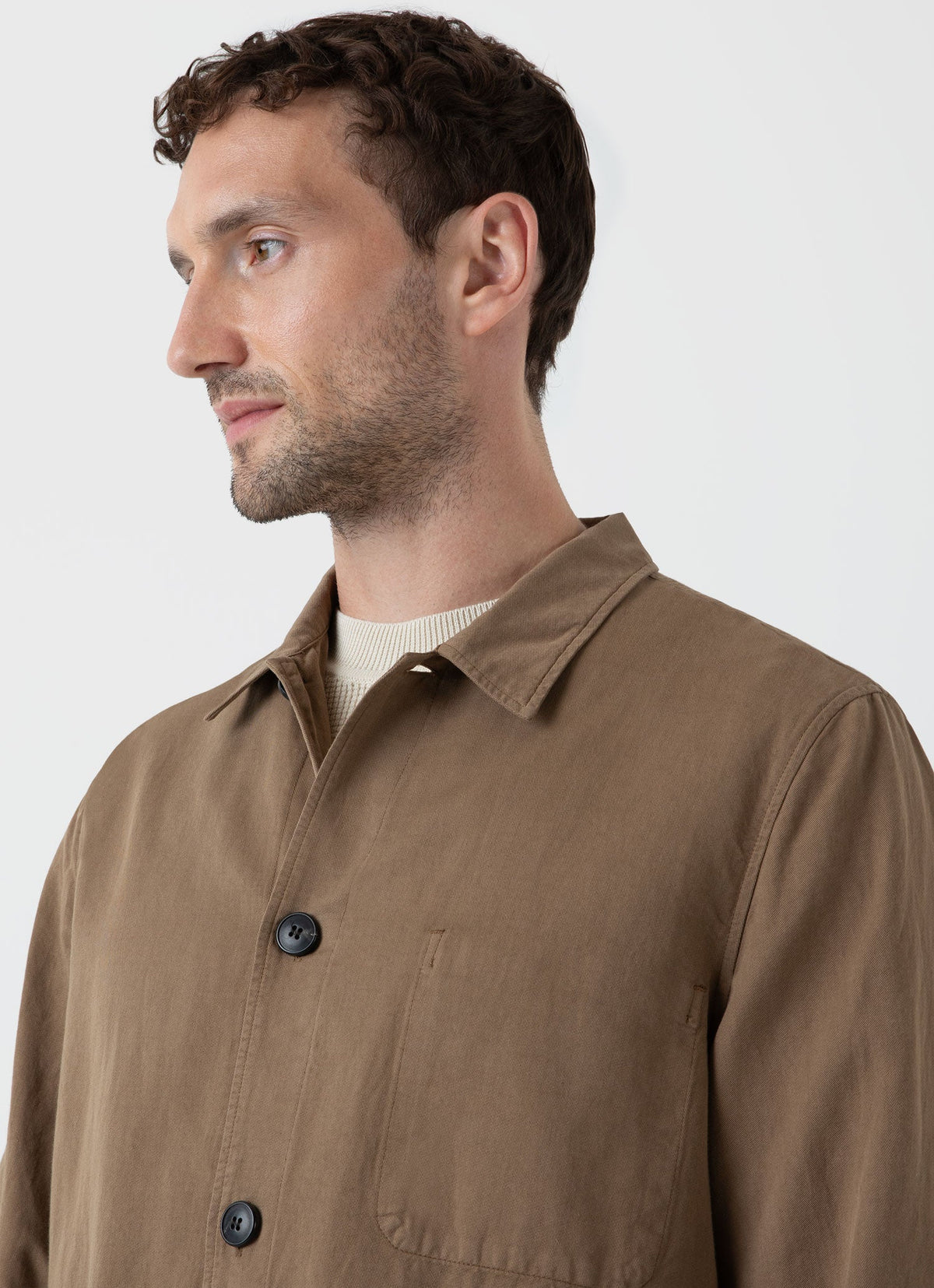 Mens Cotton Linen Twin Pocket Jacket In Dark Tan Mjac7102 Brdh