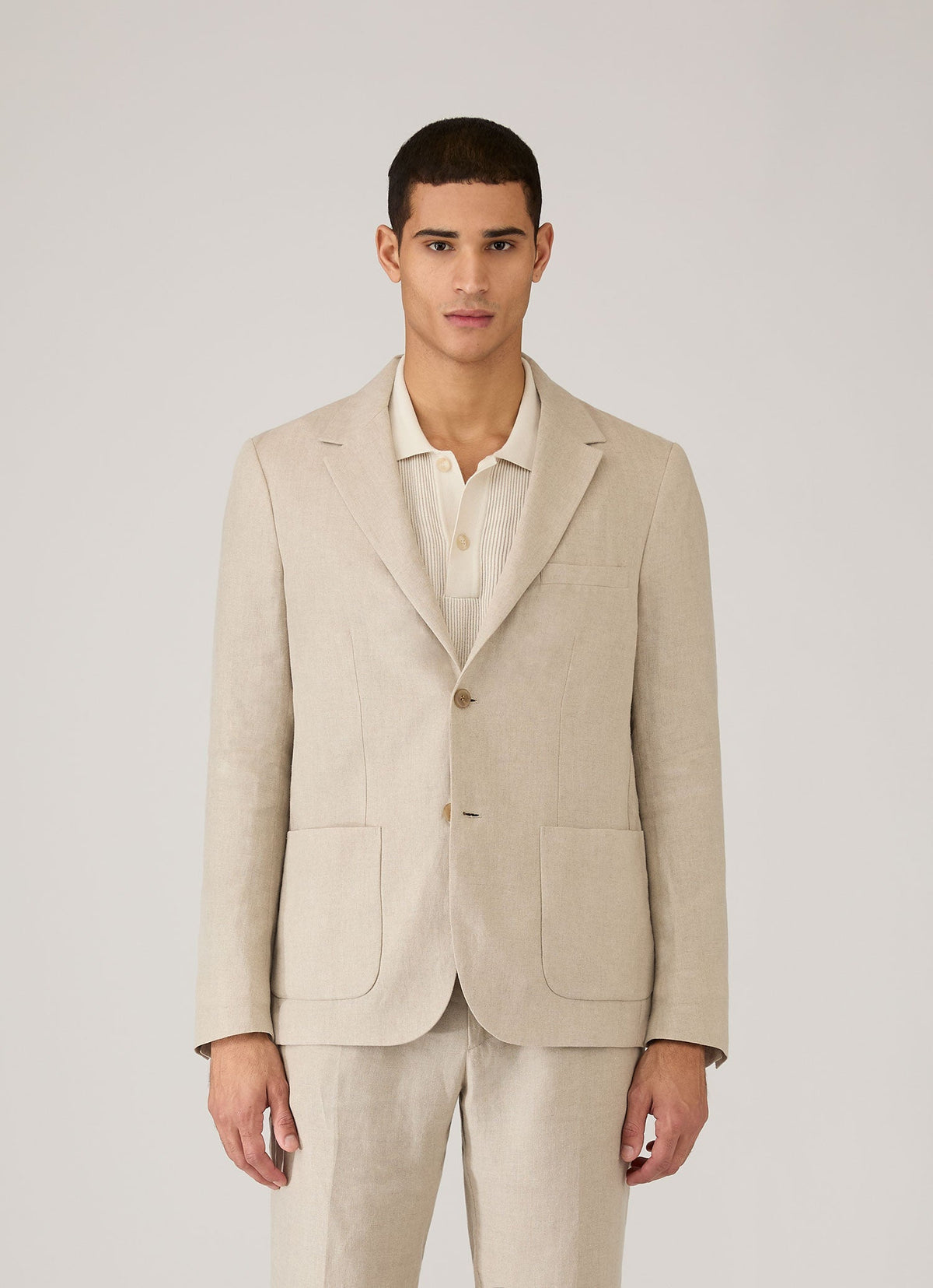 Mens Linen Blazer In Sand Mjac7186 Brbd
