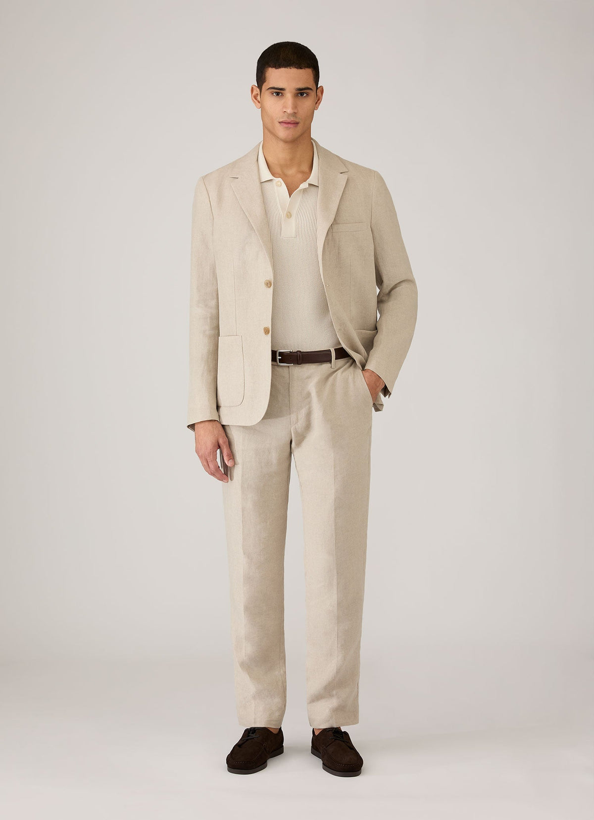 Mens Linen Blazer In Sand Mjac7186 Brbd