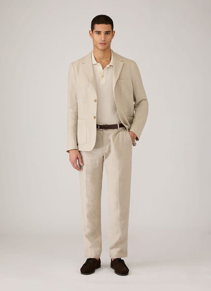 Mens Linen Blazer In Sand Mjac7186 Brbd