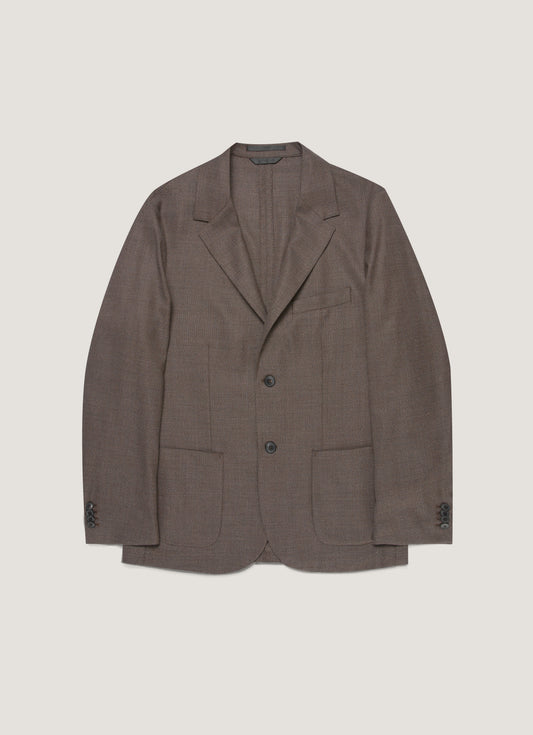 Mens Lightweight Travel Wool Blazer In Light Coffee Melange Mjac7197 Brfx