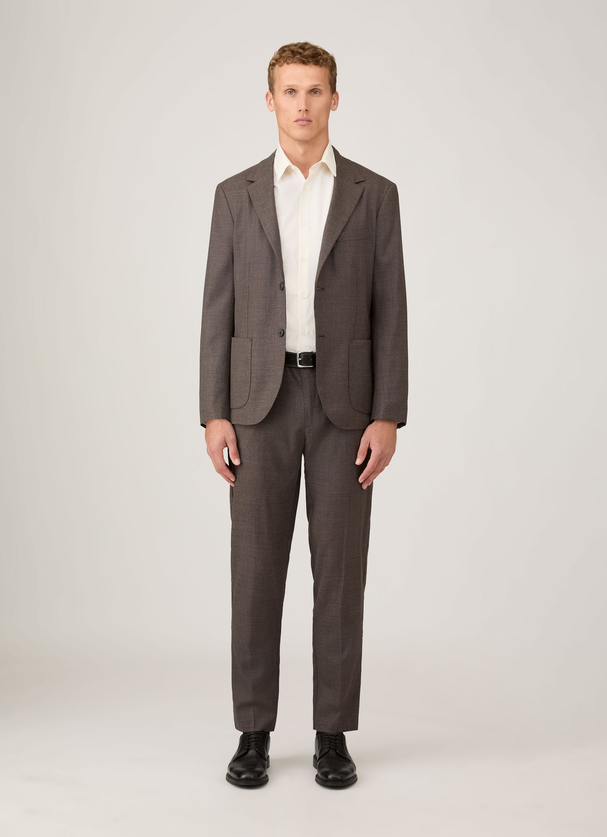 Mens Lightweight Travel Wool Blazer In Light Coffee Melange Mjac7197 Brfx