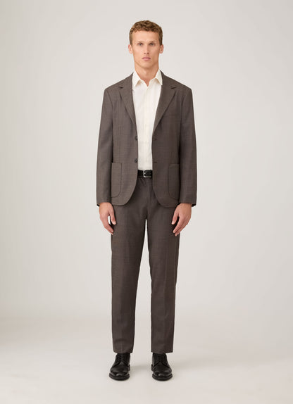 Mens Lightweight Travel Wool Blazer In Light Coffee Melange Mjac7197 Brfx