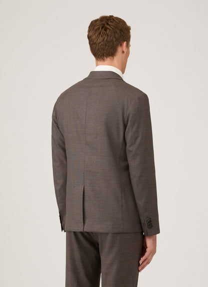 Mens Lightweight Travel Wool Blazer In Light Coffee Melange Mjac7197 Brfx