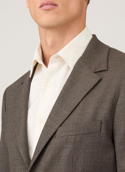 Mens Lightweight Travel Wool Blazer In Light Coffee Melange Mjac7197 Brfx