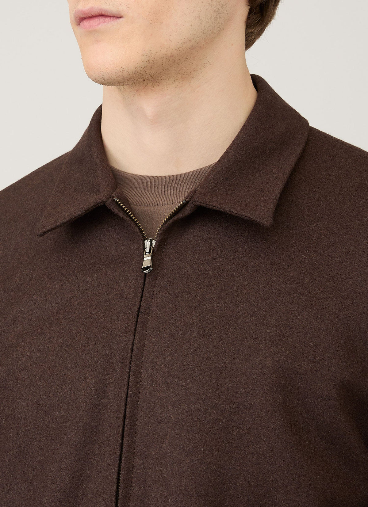 Mens Boiled Wool Harrington Jacket In Truffle Mjac7200 Brgd