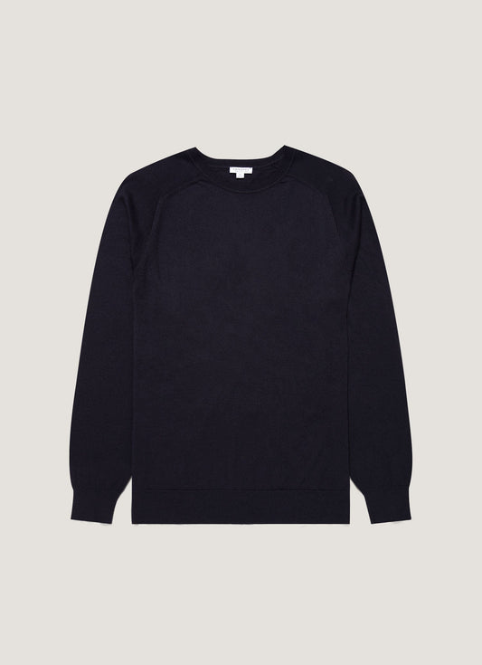 Men's Sea Island Cashmere Crew Neck Jumper in Midnight Navy