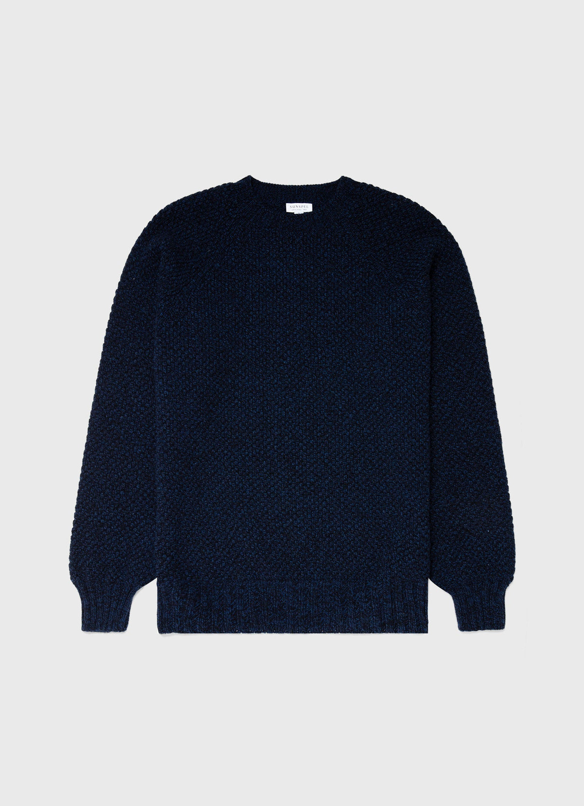 Mens Lambswool Textured Jumper In Bright Navy Twist Mjum8214 Butu