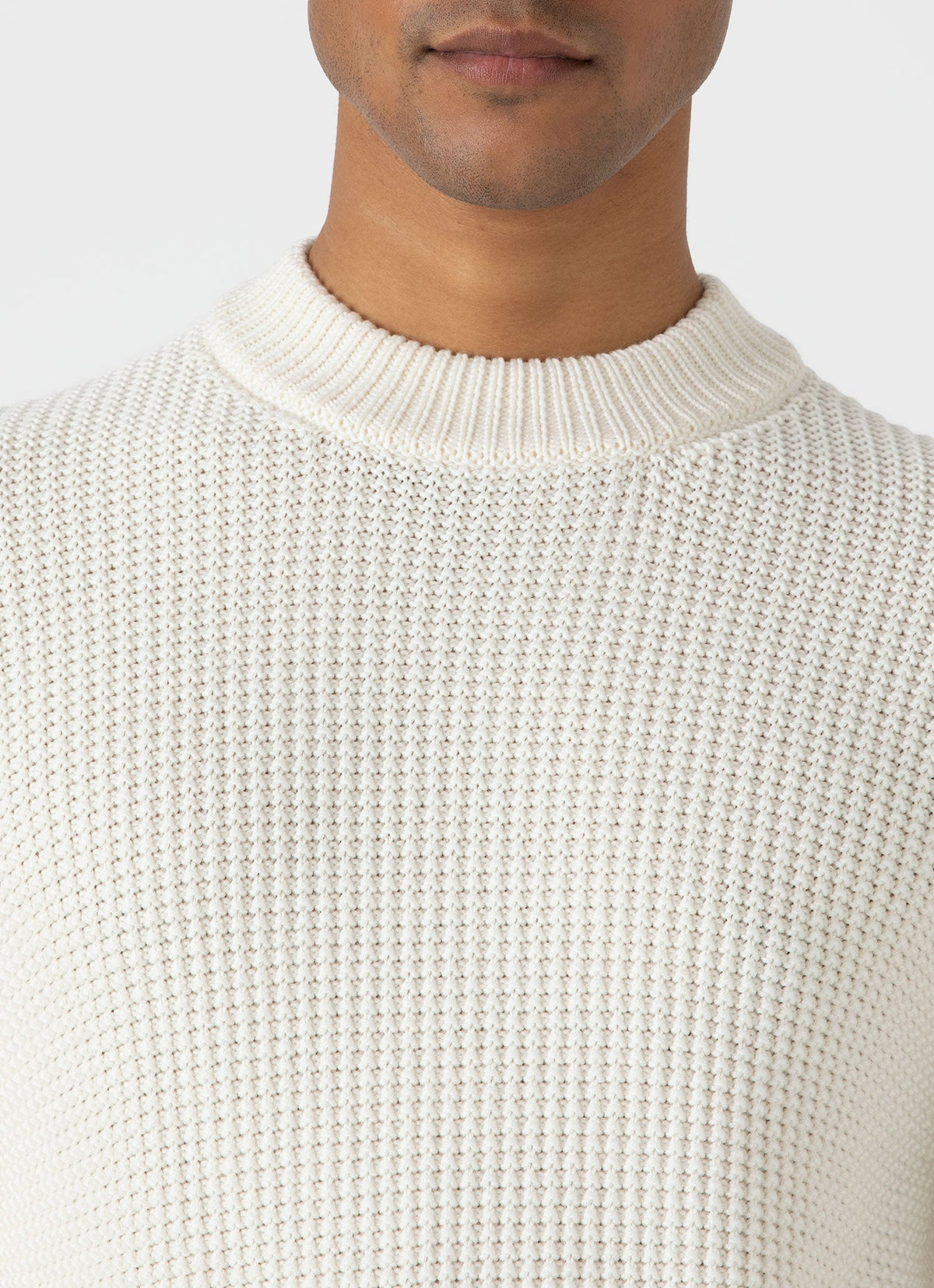 Mens Mariner Mock Neck Jumper In Ecru Mjum8250 Whcr