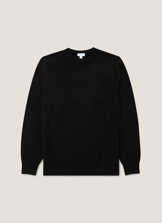 Mens Cashmere Crew Neck Jumper In Black Mjum8291 Bkaa