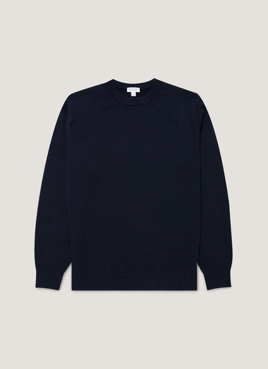 Mens Cashmere Crew Neck Jumper In Navy Mjum8291 Buaa