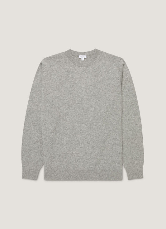 Mens Cashmere Crew Neck Jumper In Grey Melange Mjum8291 Gyaa