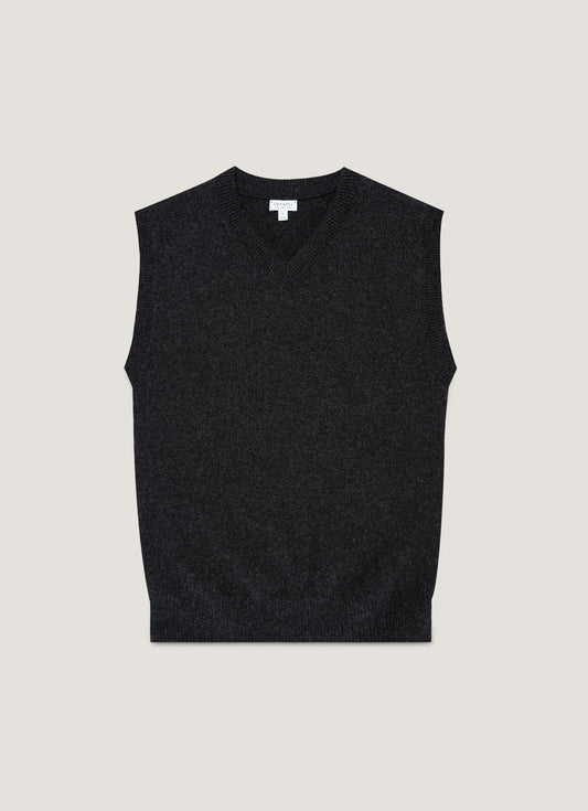 Men's Lambswool Vest in Charcoal Melange