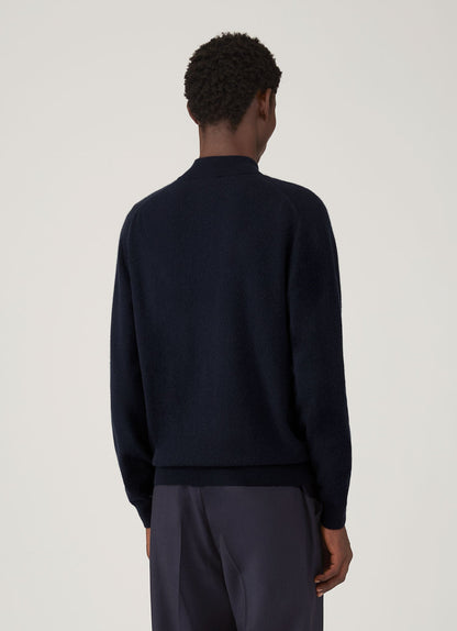Mens Cashmere Half Zip Jumper In Navy Mjum8299 Buaa