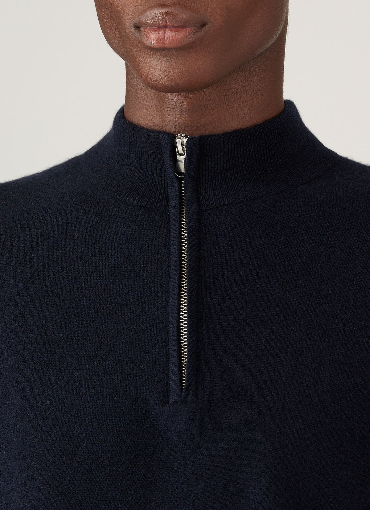 Mens Cashmere Half Zip Jumper In Navy Mjum8299 Buaa