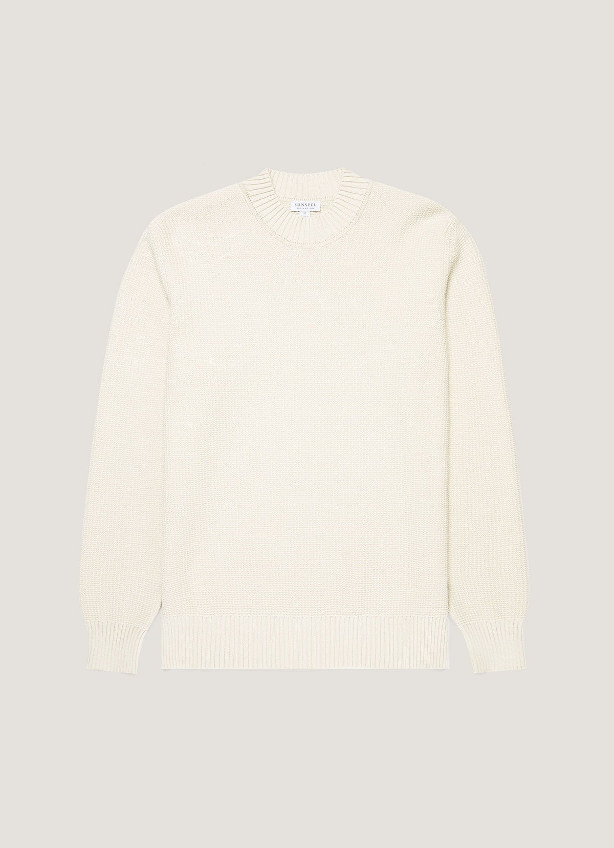 Mens Cotton Crew Neck Jumper In Ecru Mjum8302 Whif