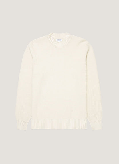 Mens Cotton Crew Neck Jumper In Ecru Mjum8302 Whif