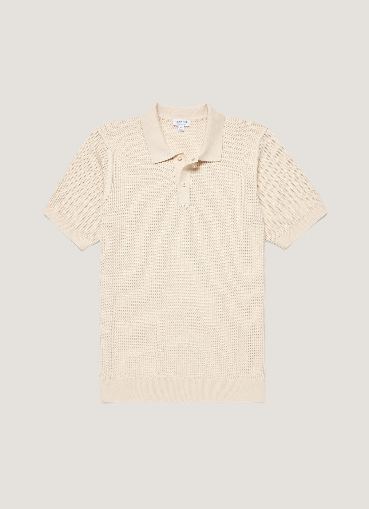 Mens Linear Mesh Knit Polo Shirt In Ecru Mpol8276 Whcr