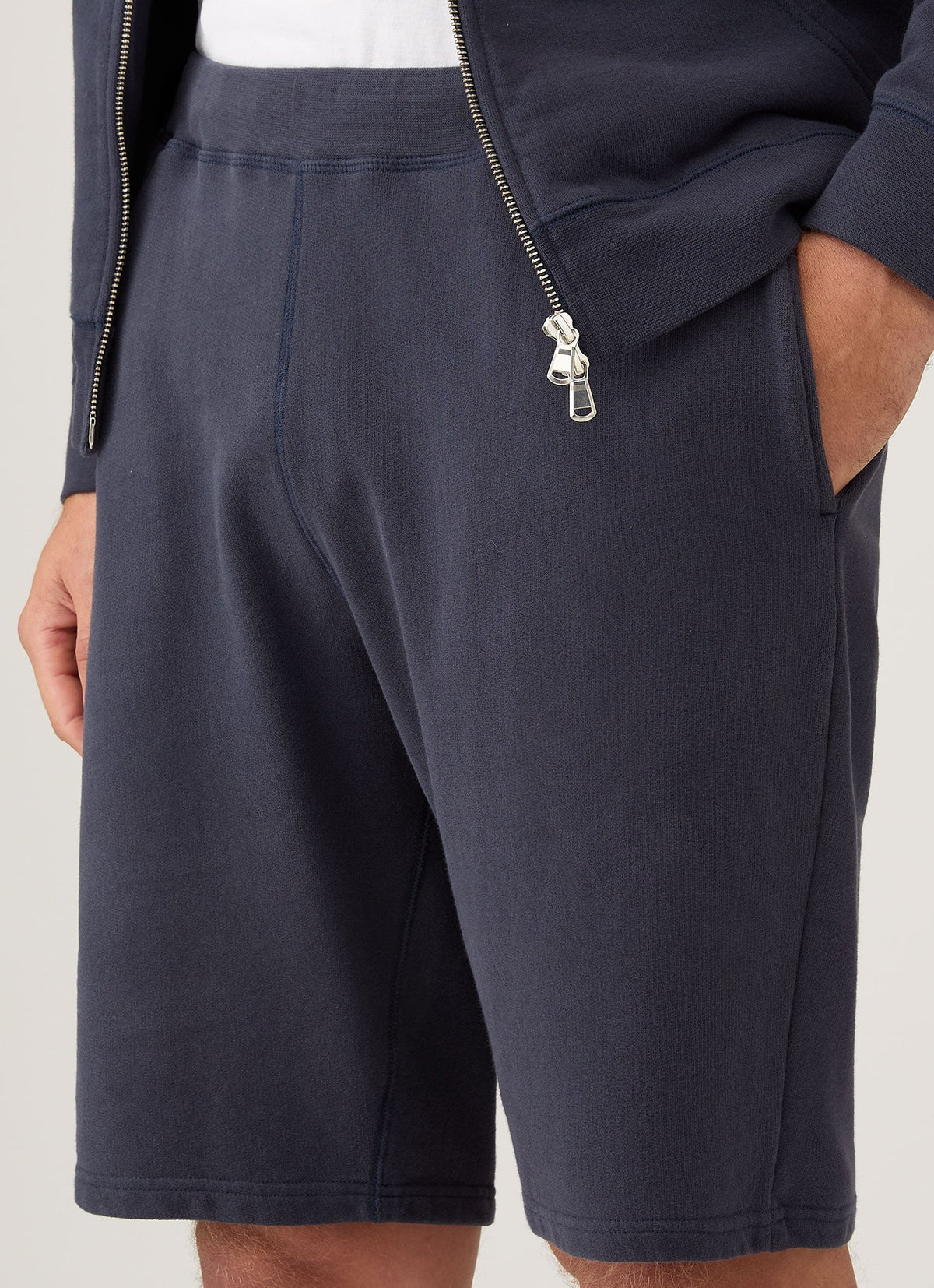 Mens Cotton Loopback Shorts In Navy