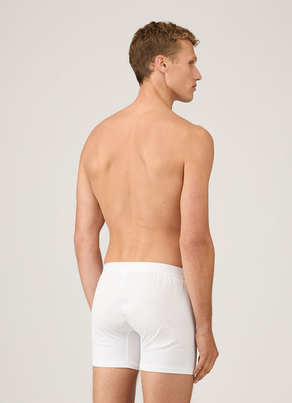 Mens Superfine Cotton Two Button Shorts In White