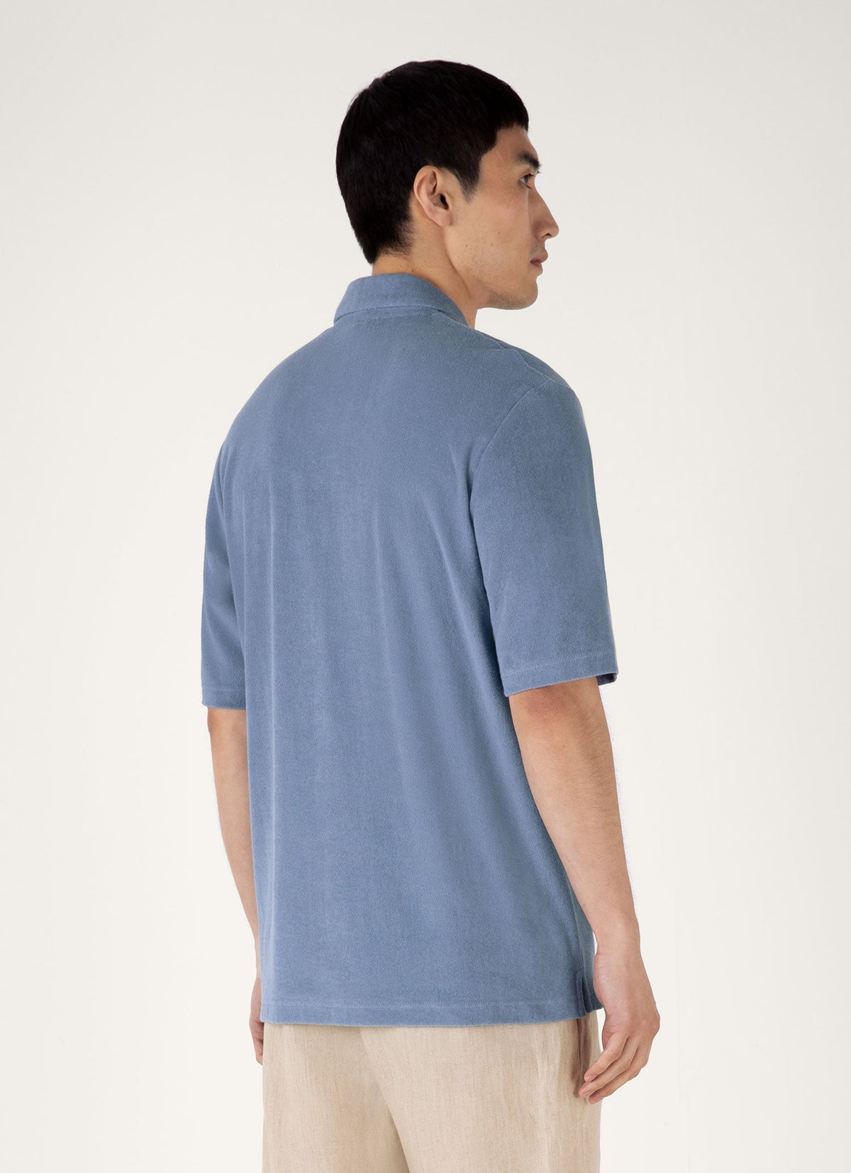 Mens Towelling Camp Collar Shirt In Vintage Blue Msht1571 Buwb