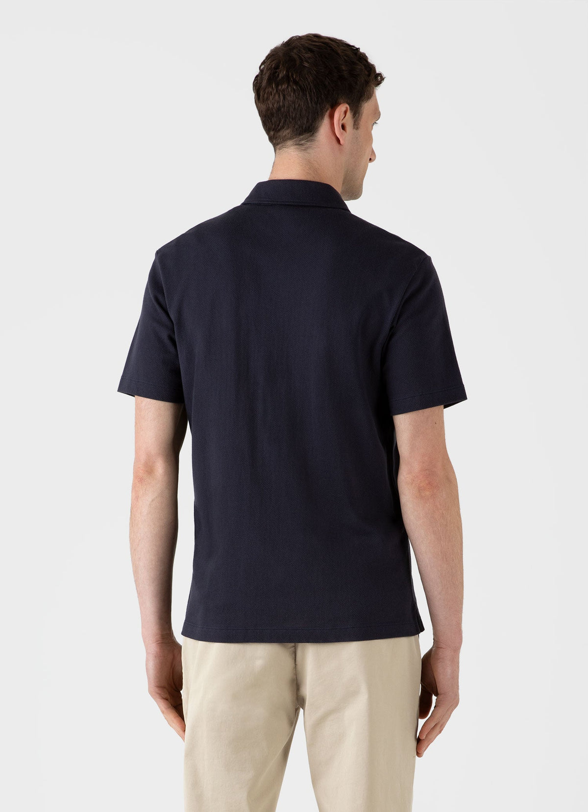 Mens Cotton Riviera Camp Collar Shirt In Navy