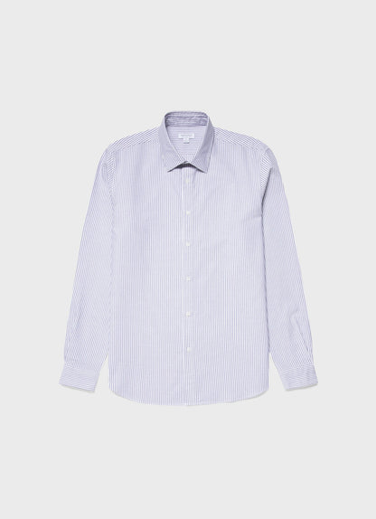 Men S Oxford Stripe Shirt In White Navy Oxford Stripe Msht2060 Stkt