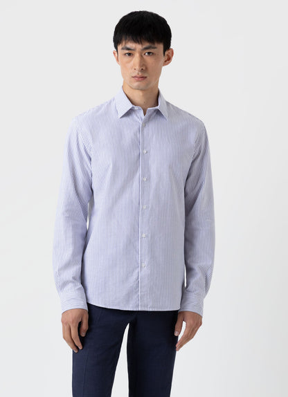 Men S Oxford Stripe Shirt In White Navy Oxford Stripe Msht2060 Stkt