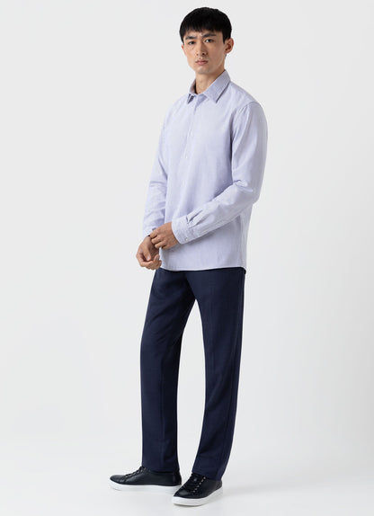 Men S Oxford Stripe Shirt In White Navy Oxford Stripe Msht2060 Stkt