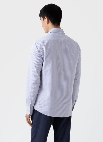 Men S Oxford Stripe Shirt In White Navy Oxford Stripe Msht2060 Stkt